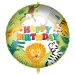 Narodeninový fóliový balón – s nápisom „Happy Birthday“, s motívom džungľových zvierat, 46 cm