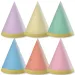 Pastelové mini párty klobúky, sada 6 ks