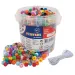 PlayBox: Poníky navliekateľné farebné a priehľadné korálky v vedre 1000 ks sada s 5 m šnúrkou
