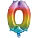 Počet fóliových balónov v kovovej dúhovej farbe – číslo 0, 34 cm