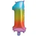 Početné fóliové balóniky v kovovej dúhovej farbe – číslo 1, 34 cm