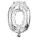 Početné fóliové balóny striebornej farby – číslo 0, 32 cm