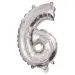Početné fóliové balóny striebornej farby – číslo 6, 86 cm