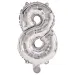 Početné fóliové balóny striebornej farby – číslo 8, 86 cm