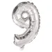 Početné fóliové balóny striebornej farby – číslo 9, 86 cm