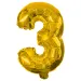 Početné fóliové balóny v zlatej farbe – číslo 3, 86 cm