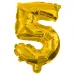 Početné fóliové balóny v zlatej farbe – číslo 5, 32 cm