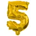 Početné fóliové balóny v zlatej farbe – číslo 5, 86 cm