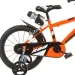 R88 14” detský bicykel s držiakom na fľašu a pomocnými kolieskami v oranžovo-čiernej farbe – bicykel Dino Bikes