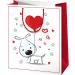 Srdiečkový balónikový pes vzor stredná darčeková taška 18x10x23cm
