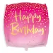 Štvorec balón Šťastné narodeniny 46 cm - ružový