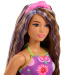 Barbie: Fashionista kamarátky módna bábika v kvetovaných šatách s fialovými pramienkami – Mattel