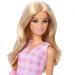 Barbie: Fashionista Priatelia štýlová módna bábika v sádre v ružovej kockovanej sukni – Mattel obrázok 4