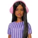 Barbie: Fashionista Priateľky štýlová módna bábika s slúchadlami v fialových šatách – Mattel obrázok 3