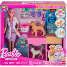 Barbie veterinárna klinika na sadrovanie s bábikou s ružovými vlasmi - Mattel obrázok 1