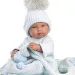 Llorens: Tino 43cm bábika novonarodeného chlapčeka s modrou prikrývkou, cumlíkom a 2