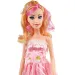 Nicky: Obrovská módna bábika s blond vlasmi v ružových šatách so zvukovými efektmi 56 cm