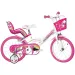 Ružovo-biely detský bicykel s jednorožcom veľkosti 14 - Dino Bikes bicykel