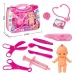 Ružový lekársky set s bábikou a príslušenstvom v kufri