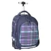 Spirit: Trolley fialová školská taška batoh s kockovaným vzorom na kolieskach