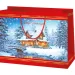 Šťastné a veselé Vianoce domčekový vzor veľká darčeková taška 26x13x33cm